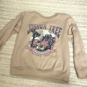 Tan crew neck graphic sweatshirt